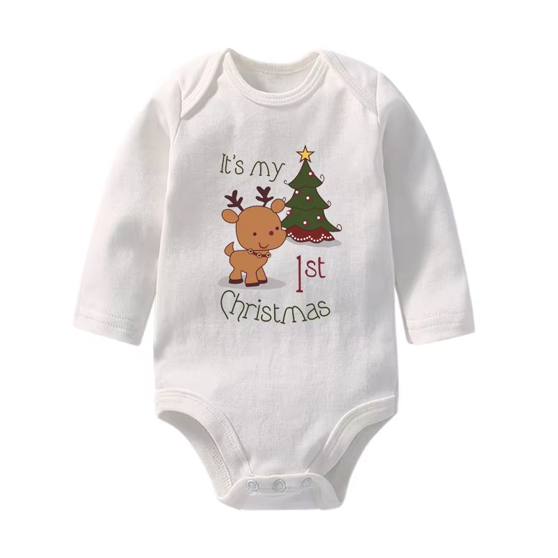 It'S My First Christmas Baby Boys Girls Long Sleeve Christmas Jumpsuits