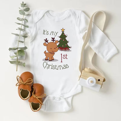 It'S My First Christmas Baby Boys Girls Long Sleeve Christmas Jumpsuits